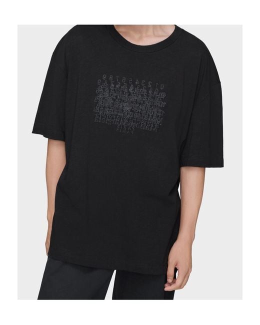 Maison Margiela Black Graphic Crew Neck T-Shirt for men