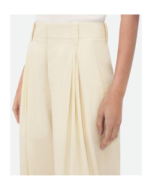 Bottega Veneta Natural Pleated Wide Leg Trousers