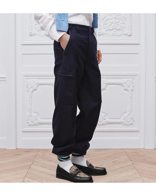 Dior Blue Cargo Pants With Embroidery for men