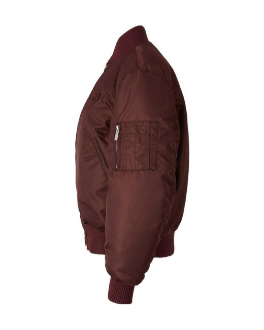 Off-White c/o Virgil Abloh Brown Logo-Patch Zip-Up Bomber Jacket
