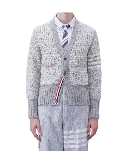 Thom Browne Natural Bar Mélange-Effect Button-Up Cardigan for men