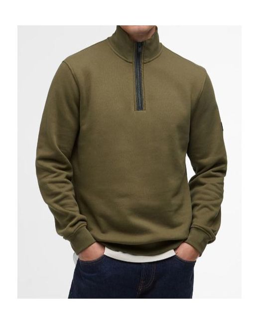 Barbour Green Long-Sleeved Half-Zip Sweatshirt for men