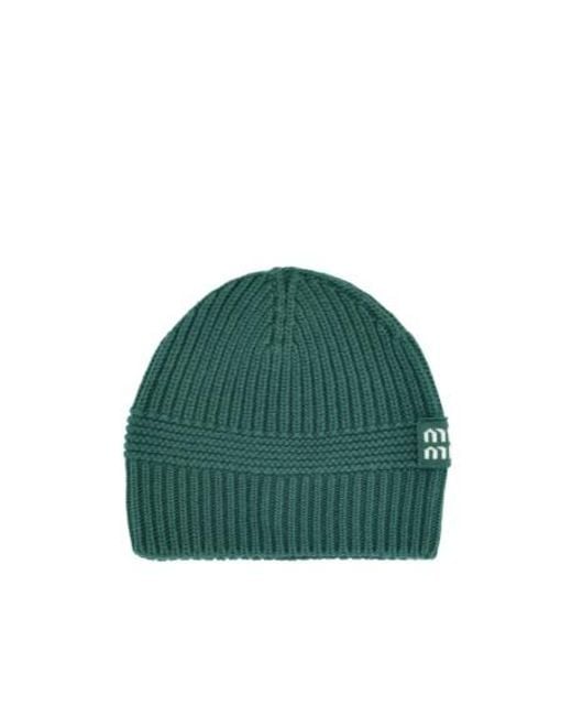 Miu Miu Green Logo-Intarsia Knitted Beanie