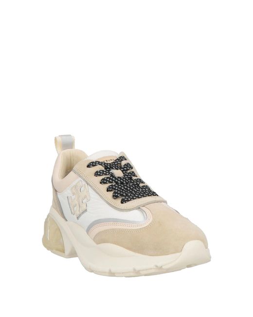 Tory Burch Natural Lace-Up Logo Sneakers