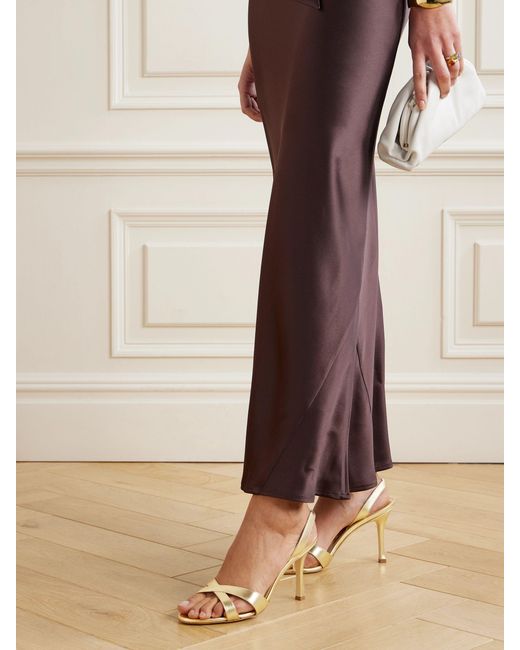 Manolo Blahnik Metallic Exposed High-Heeled Sandals