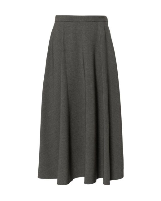 Valentino Gray Vlogo Straight Hem Midi Skirt