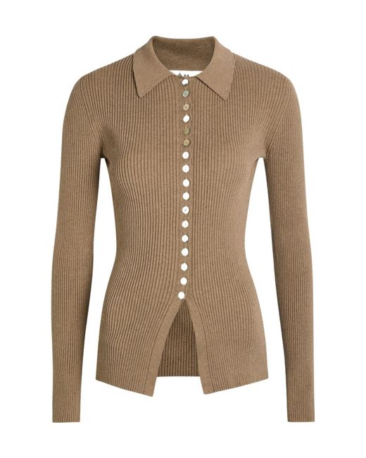 Rohe Brown Ribbed Stretch-Cotton Shirt