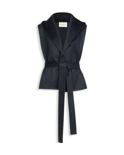 Alaïa Blue Alaïa Hooded Belted Gilet