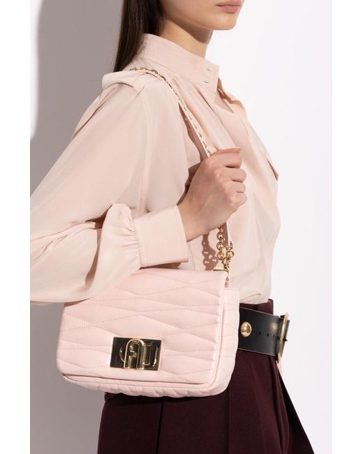 Furla Pink 1927 Quilted Small Shoulder Bag
