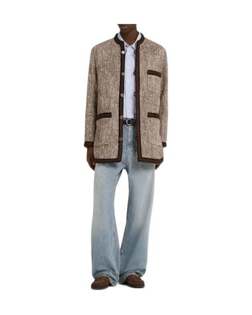 Valentino Brown Wool Chevron Jacket for men