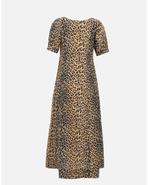 Rixo Natural Kathleen Leopard Midi Dress