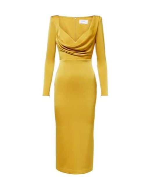 Alex Perry Yellow Flowing Midi Dress