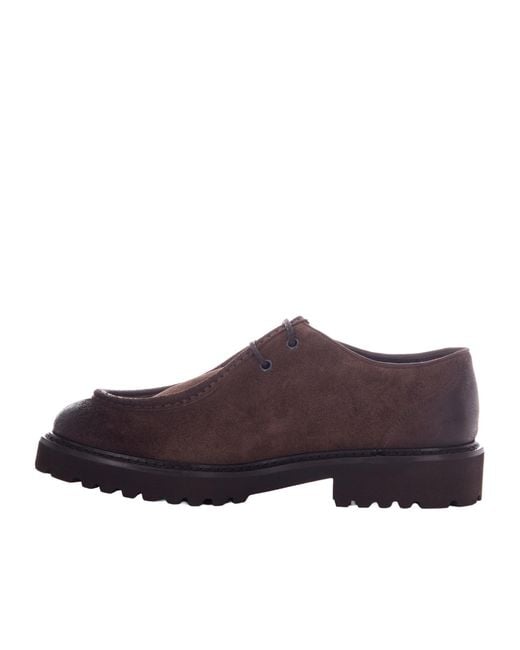 Doucal's Black Round-Toe Lace-Up Loafers for men