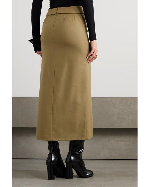 Dries Van Noten Green Split Mid-Length Skirt