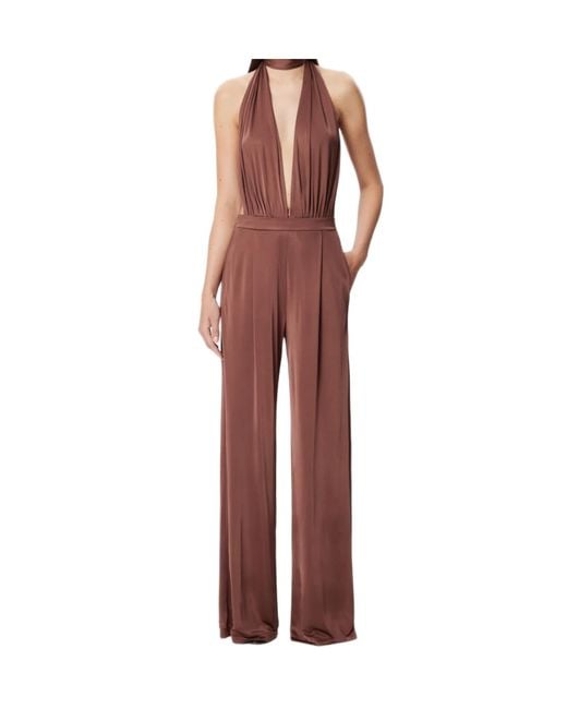 Amazuìn Brown Tie Backless Jumpsuit