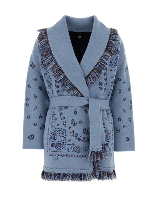 Alanui Blue Onda Bandana Jacquard Cardigan