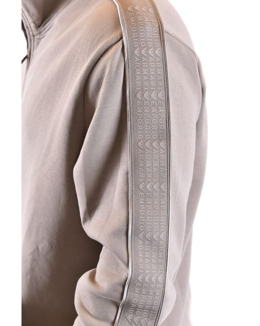 Emporio Armani Gray Logo-Jacquard Zip-Up Stretch-Cotton Sweatshirt for men