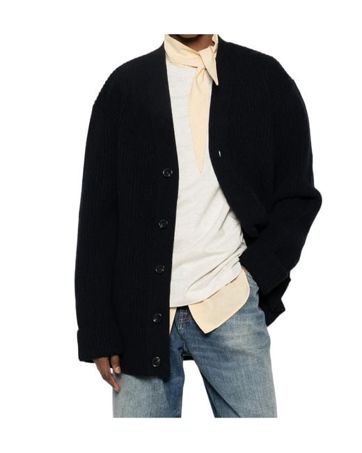A.P.C. Blue Buttoned V-Neck Cardigan for men