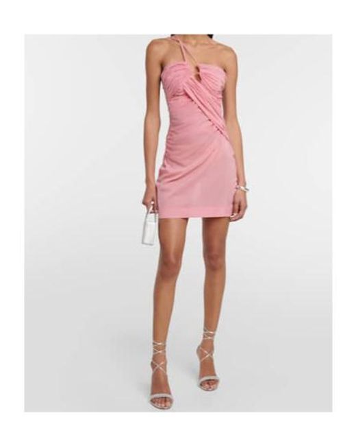 Nensi Dojaka Pink Draped One-Shoulder Minidress