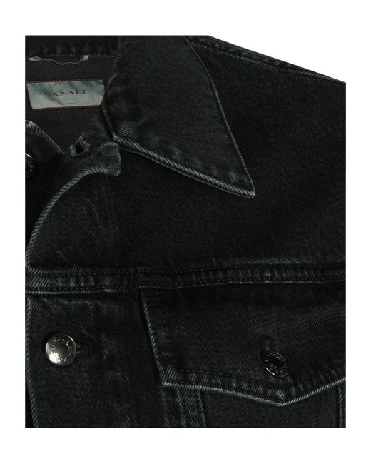 Canali Black Classic Denim Jacket for men