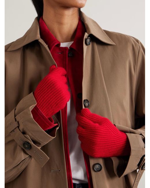 Totême Red Knitted Cashmere Gloves
