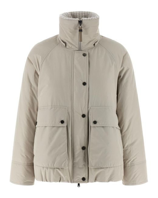 Brunello Cucinelli Gray Cashmere Neck Down Jacket