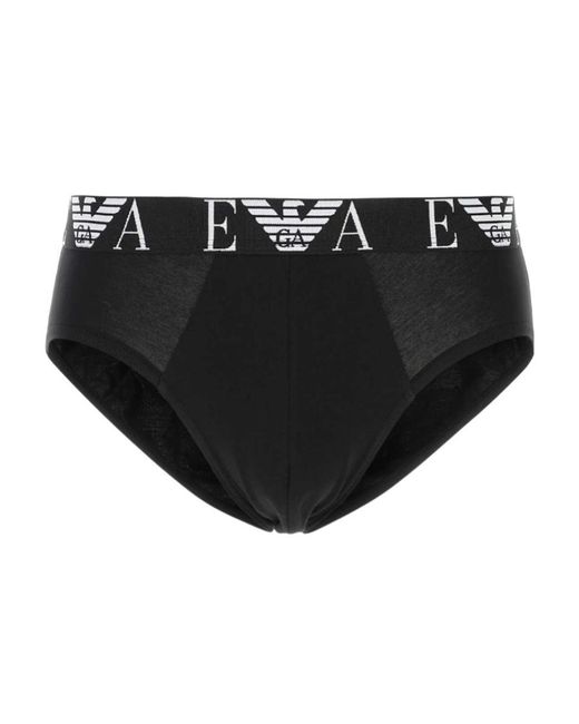 Emporio Armani Black Two Pack Logo Waistband Briefs for men
