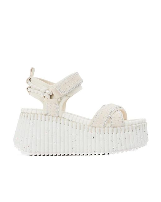 Chloé White Chloé Nama Platform Sandals