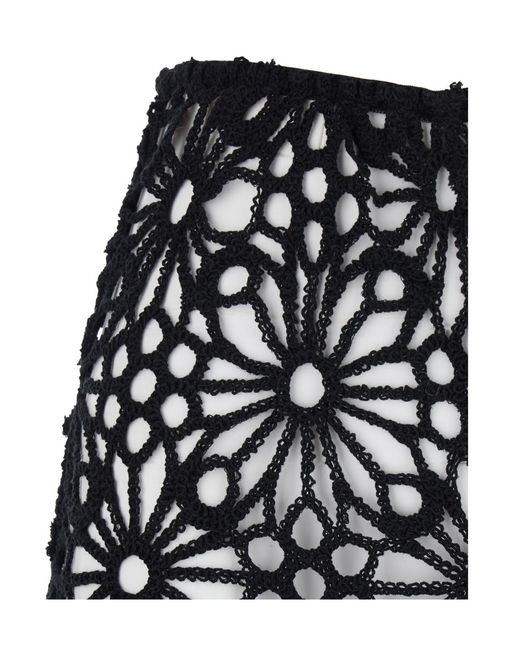 Norma Kamali Black Flower Detailed Knit Flared Pants