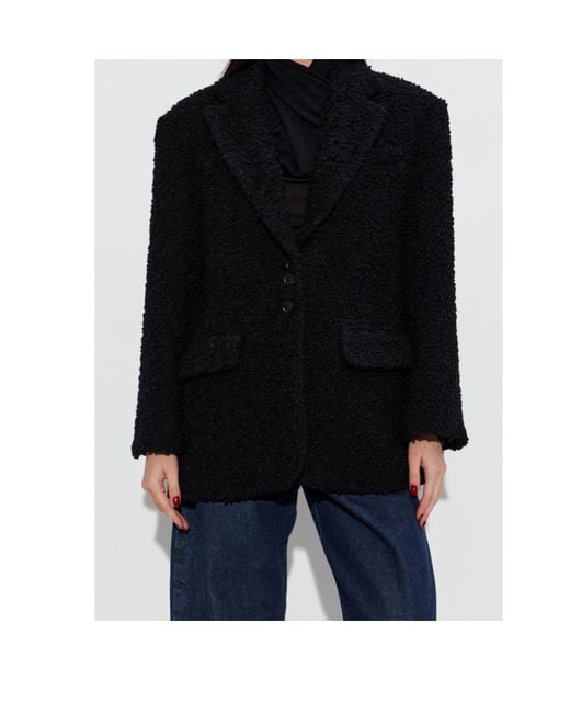 By Malene Birger Black Biena Textured Button Blazer
