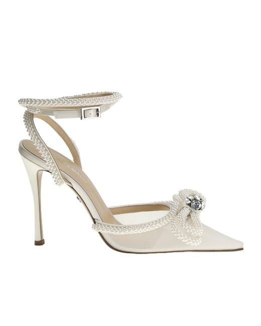 Mach & Mach Metallic Mach Mach Double Bow Satin Heeled Pumps