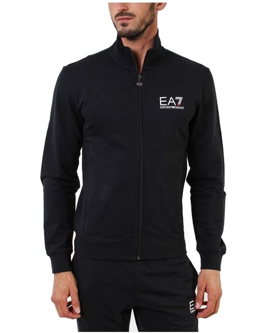EA7 Black Vertical Collar Logo Two-Piece Suit for men