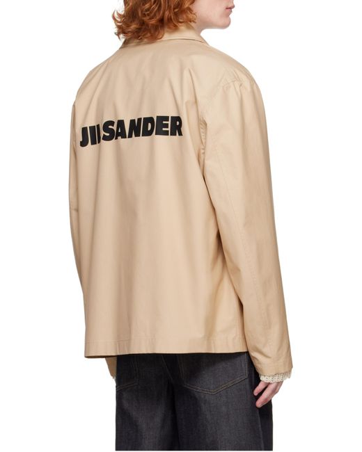 Jil Sander Natural Logo Printed Button-Up Jacket for men