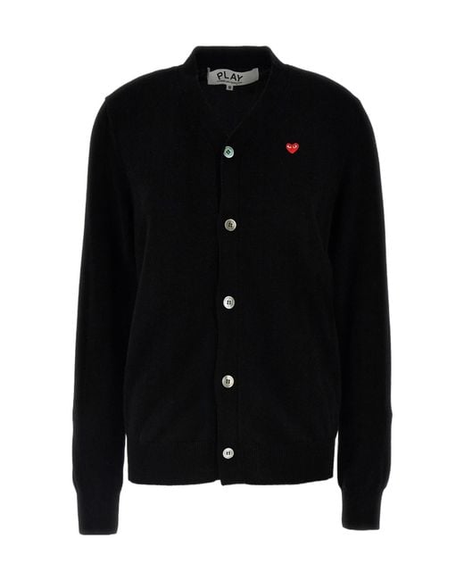 COMME DES GARÇONS PLAY Black Button-Closure Wool Cardigan With Logo Patch