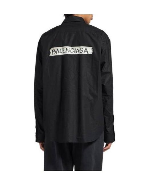 Balenciaga Black Masking Tape Long-Sleeved Shirt for men