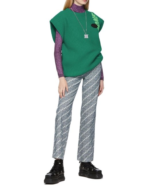 we11done Gray Logo Casual Pants