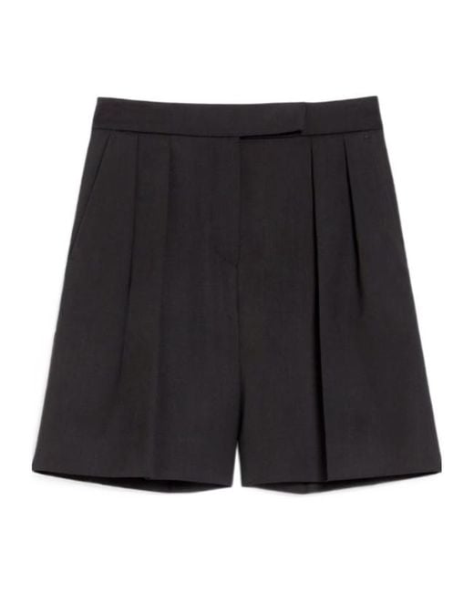 Max Mara Black Jessica Pleat Detailed Shorts