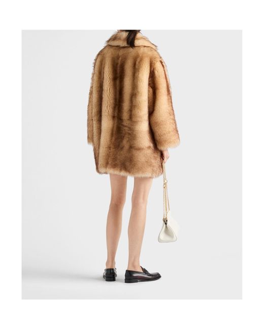 Prada Brown Shearling Caban Jacket