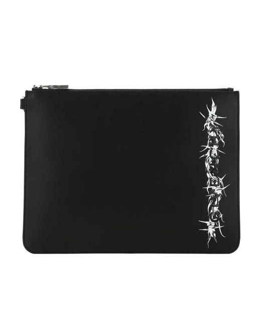 Givenchy Black Logo-Print Pouch Bag for men