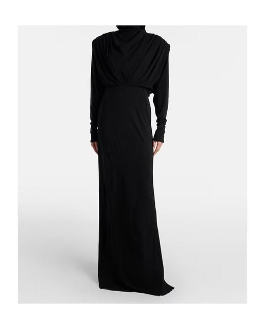 Mugler Black Draped Knit Dress