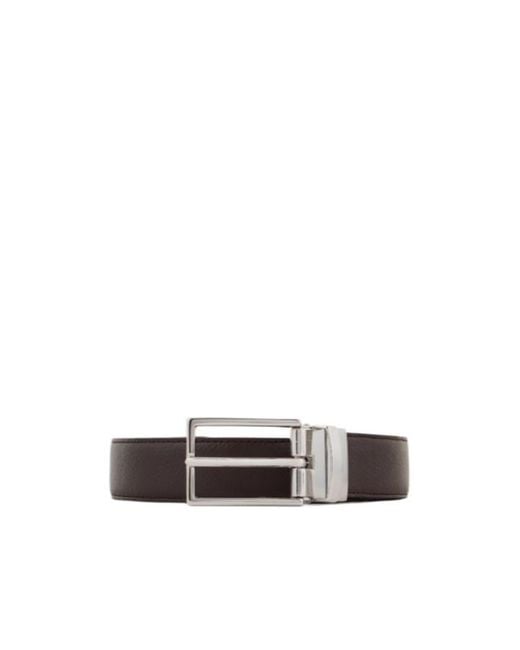 Emporio Armani White Logo Debossed Buckled Belt for men