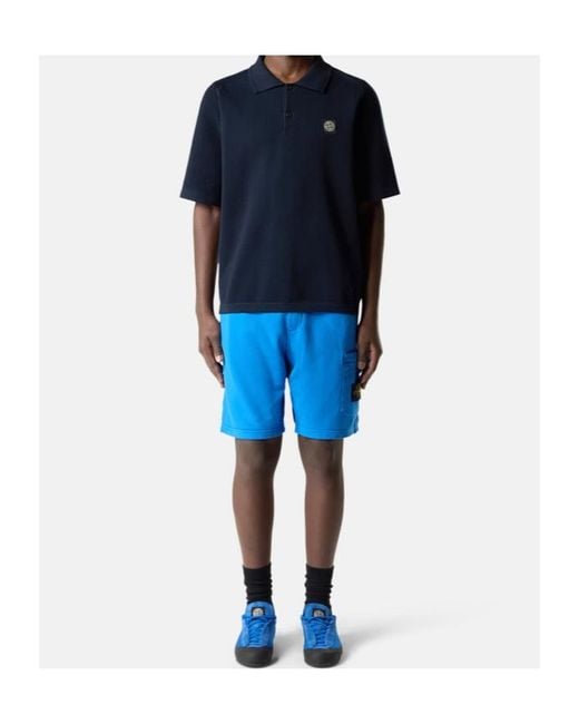 Stone Island Blue Regular-Fit Jogger Shorts With Cargo Pocket for men
