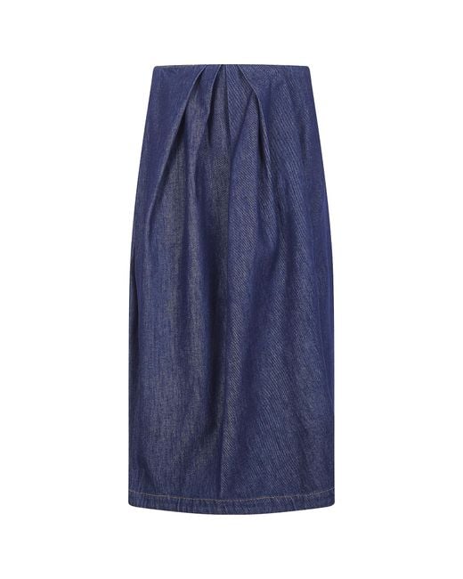 Dries Van Noten Blue 'Sonista' Denim Round Midi Skirt