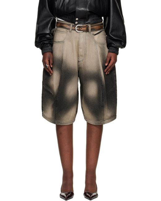 Lu'u Dan Green Puffa Denim Shorts for men