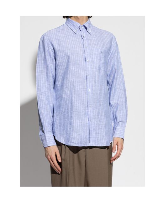 Etro Blue Button-Up Striped Shirt for men