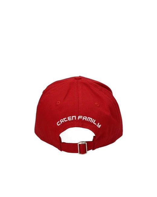 DSquared² Red Logo-Detailed Distressed Baseball Cap for men