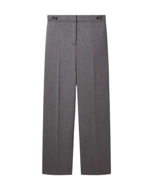 Stella McCartney Gray Button-Tab Pressed-Crease Trousers
