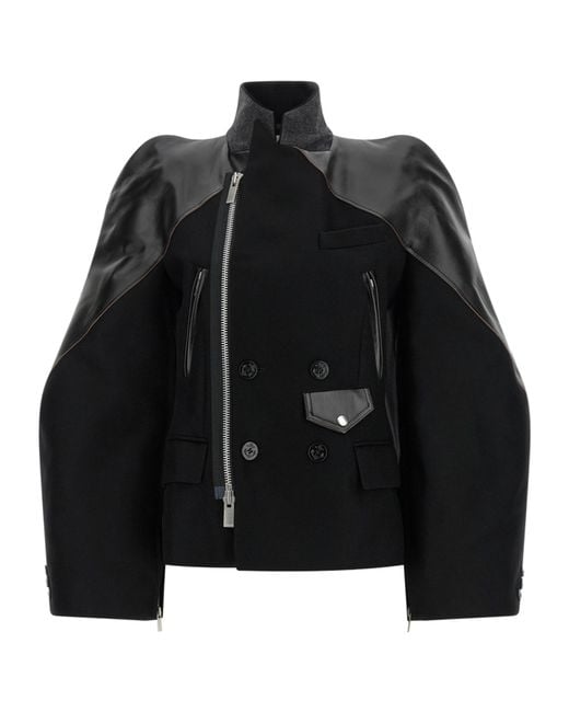 Sacai Black Melton Wool Jacket
