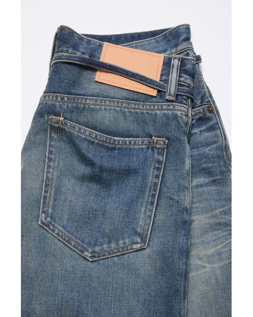 Acne Blue Logo-Patch Denim Shorts for men
