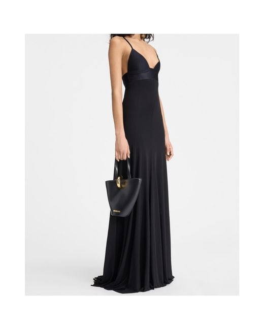 Jacquemus Black La Robe Spallina Spaghetti-Strap Evening Dress